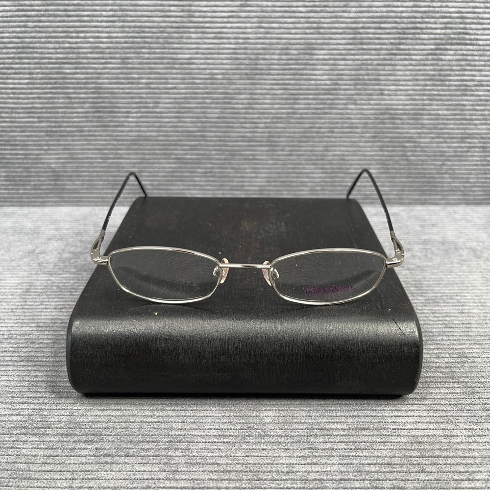 MicroTech by Altair Eyewear 1154 Platinum Silver Oval y2k Eyeglasses Frame Italy